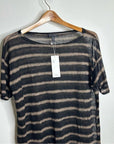 Eileen Fisher 100% Organic Linen Striped Short Sleeve T - Shirt M