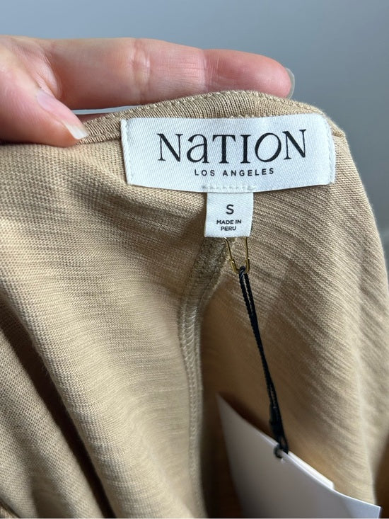 Nation LA 100% Cotton Jen Gold Button Down Puff Sleeve Top in Toffee