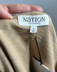 Nation LA 100% Cotton Jen Gold Button Down Puff Sleeve Top in Toffee