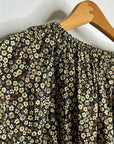 MATTEAU 100% Organic Cotton Neutral Floral Puff Sleeve V - Neck Mini Dress