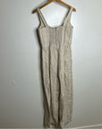 Reformation 100% Linen Tan Striped Smocked Tailored Jumpsuit