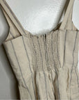 Reformation 100% Linen Tan Striped Smocked Tailored Jumpsuit