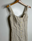 Reformation 100% Linen Tan Striped Smocked Tailored Jumpsuit