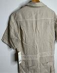 MATE 100% Organic Linen Utility Style Short Sleeve Jumpsuit in Natural