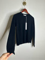 One Grey Day 100% Merino Wool Fine Knit Black Crew Neck Pullover Sweater