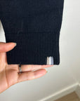 One Grey Day 100% Merino Wool Fine Knit Black Crew Neck Pullover Sweater