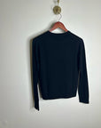 One Grey Day 100% Merino Wool Fine Knit Black Crew Neck Pullover Sweater