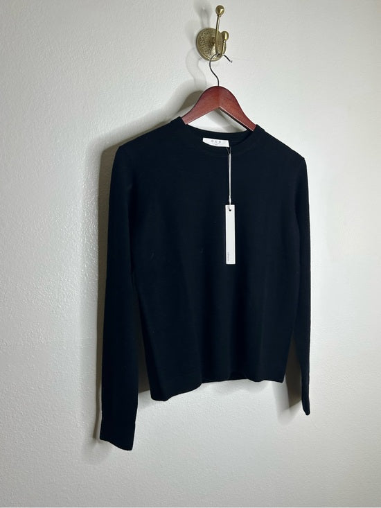 One Grey Day One Grey Day 100% Merino Wool Fine Knit Black Crew Neck Pullover Sweater - Wool