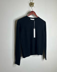 One Grey Day 100% Merino Wool Fine Knit Black Crew Neck Pullover Sweater