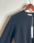 One Grey Day 100% Merino Wool Fine Knit Black Crew Neck Pullover Sweater
