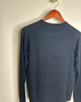 One Grey Day 100% Merino Wool Fine Knit Black Crew Neck Pullover Sweater