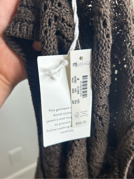 Madewell 100% Cotton Pointelle-Stitch Tie-Front Sweater Tank in Dark Brown