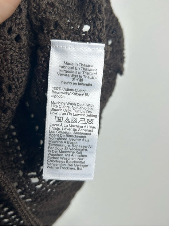 Madewell 100% Cotton Pointelle-Stitch Tie-Front Sweater Tank in Dark Brown