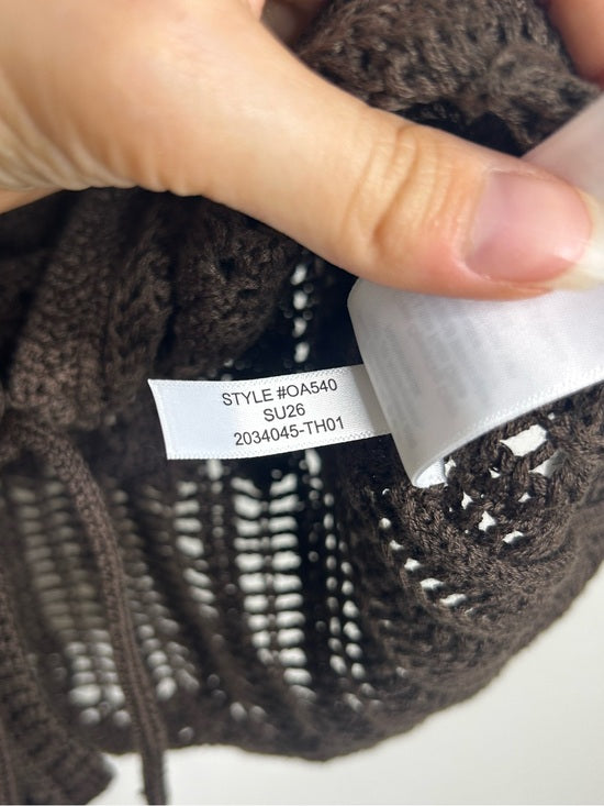 Madewell 100% Cotton Pointelle-Stitch Tie-Front Sweater Tank in Dark Brown