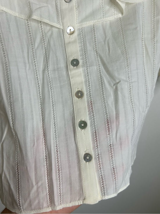 Nation LA 100% Cotton Sandra Ruffle Lightweight Peasant Blouse in Cream