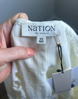 Nation LA 100% Cotton Sandra Ruffle Lightweight Peasant Blouse in Cream