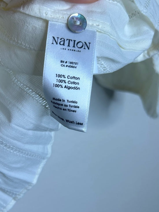 Nation LA 100% Cotton Sandra Ruffle Lightweight Peasant Blouse in Cream
