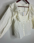 Nation LA 100% Cotton Sandra Ruffle Lightweight Peasant Blouse in Cream