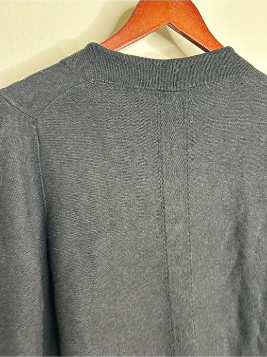 POETRY 100% Organic Cotton Charcoal Gray V - Neck Textured Knit Sweater