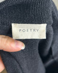 POETRY 100% Organic Cotton Charcoal Gray V - Neck Textured Knit Sweater