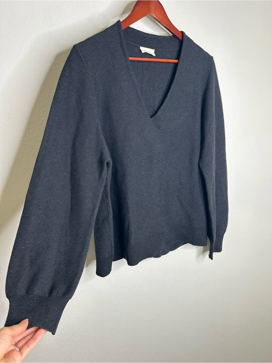 poetry POETRY 100% Organic Cotton Charcoal Gray V - Neck Textured Knit Sweater - Cotton
