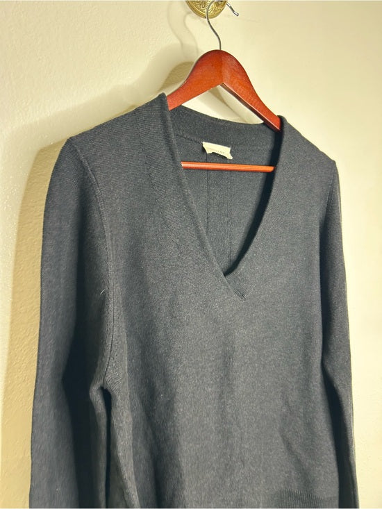 poetry POETRY 100% Organic Cotton Charcoal Gray V - Neck Textured Knit Sweater - Cotton