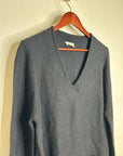 POETRY 100% Organic Cotton Charcoal Gray V - Neck Textured Knit Sweater