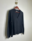 POETRY 100% Organic Cotton Charcoal Gray V - Neck Textured Knit Sweater