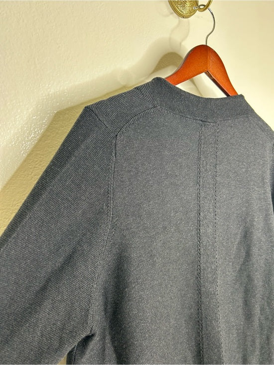 POETRY 100% Organic Cotton Charcoal Gray V - Neck Textured Knit Sweater