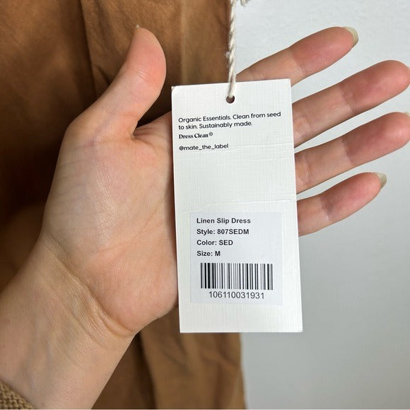 MATE The Label 100% Linen Midi Slip Dress in Sedona