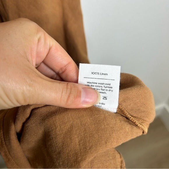 MATE The Label 100% Linen Midi Slip Dress in Sedona