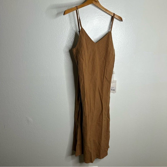 MATE the Label MATE The Label 100% Linen Midi Slip Dress in Sedona - Linen