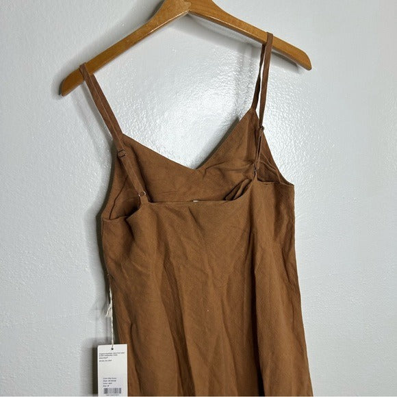 MATE the Label MATE The Label 100% Linen Midi Slip Dress in Sedona - Linen