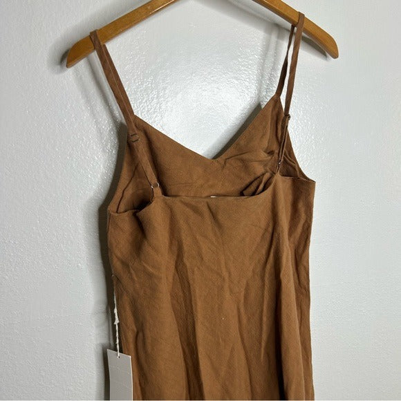 MATE the Label MATE The Label 100% Linen Midi Slip Dress in Sedona - Linen