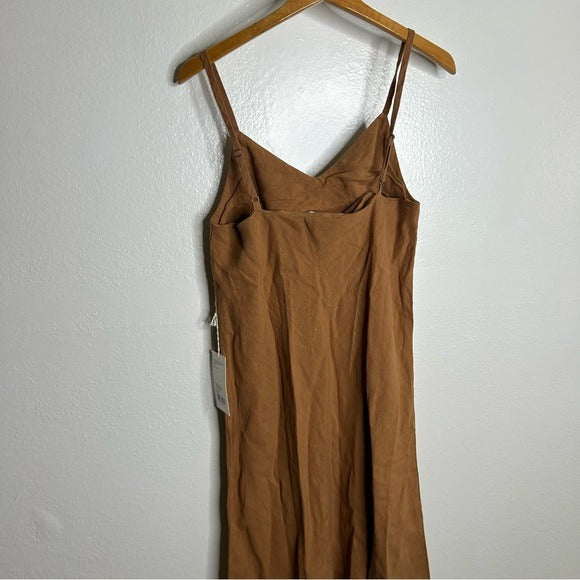 MATE the Label MATE The Label 100% Linen Midi Slip Dress in Sedona - Linen