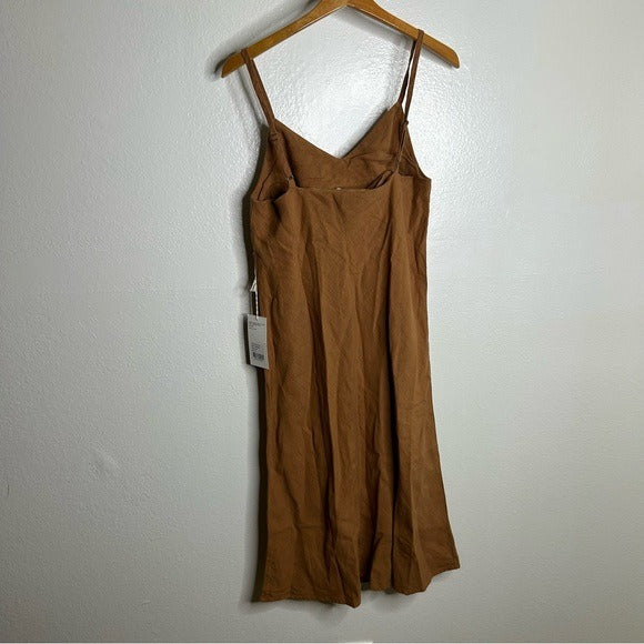 MATE the Label MATE The Label 100% Linen Midi Slip Dress in Sedona - Linen