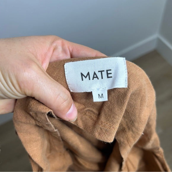 MATE The Label 100% Linen Midi Slip Dress in Sedona