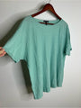 Eileen Fisher Organic Linen Cotton Teal Blue Short Sleeve Knit Top