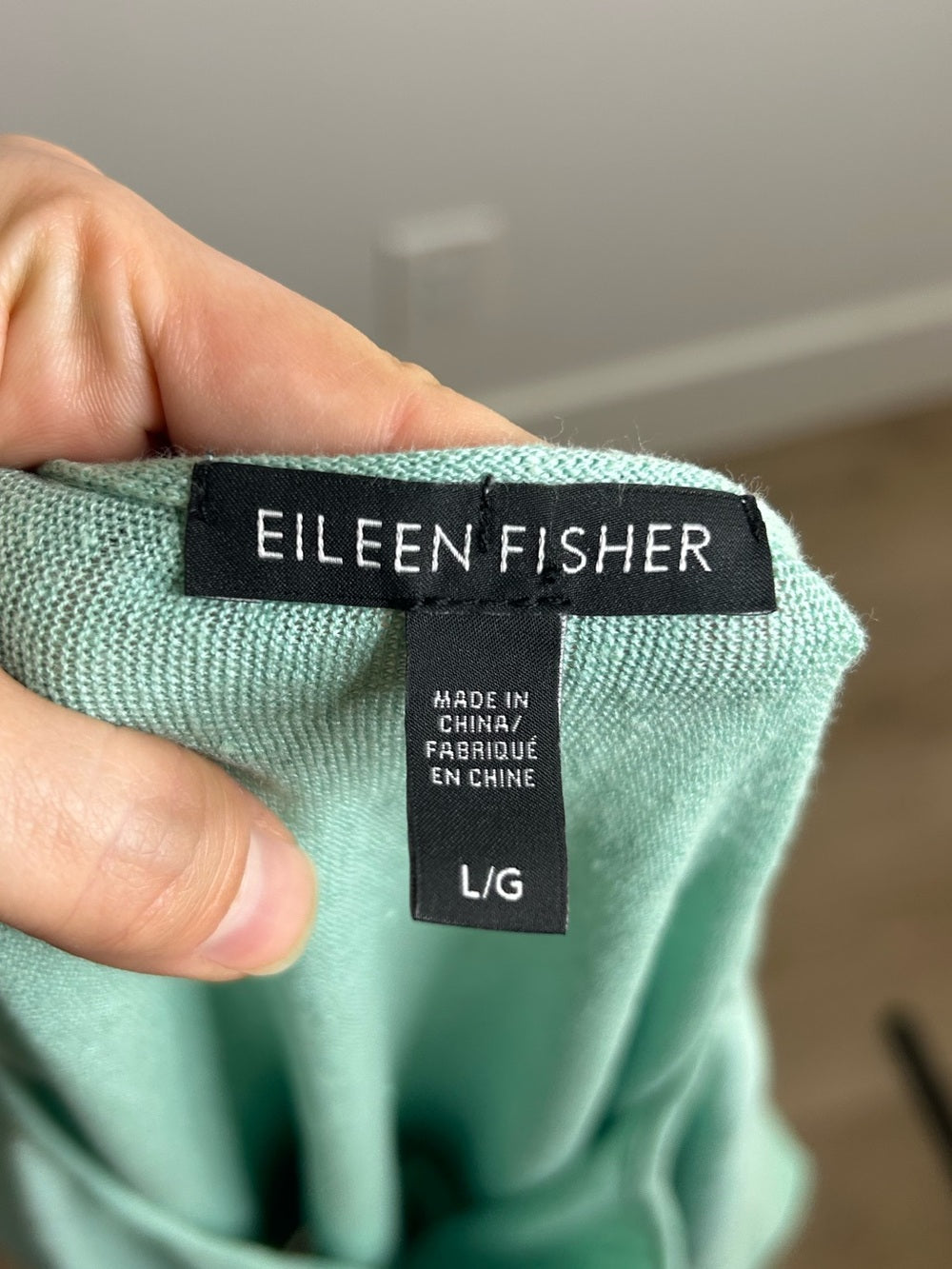 Eileen Fisher Organic Linen Cotton Teal Blue Short Sleeve Knit Top