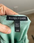 Eileen Fisher Organic Linen Cotton Teal Blue Short Sleeve Knit Top