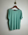 Eileen Fisher Organic Linen Cotton Teal Blue Short Sleeve Knit Top