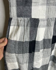 Piper & Scoot Hemp Cotton Black White Checkered Midi Dress Short Sleeve
