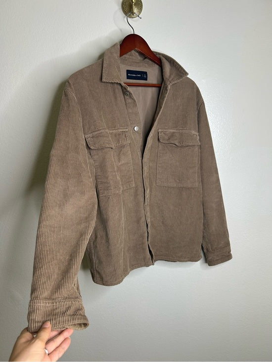 Abercrombie &amp; Fitch 100% Cotton Corduroy Oversized Button Down Shirt Jacket
