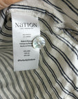 Nation LA 100% Linen White Blue Striped Cropped Tank Top Shell Button Detail