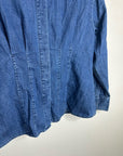 Banana Republic 100% Cotton Denim Gathered Tailored Button Down Long Sleeve Top