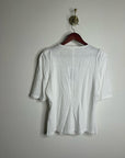 Nation LA 100% Cotton Jen Gold Button Down Puff Sleeve Top in White