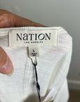 Nation LA 100% Cotton Jen Gold Button Down Puff Sleeve Top in White