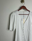 Nation LA 100% Cotton Jen Gold Button Down Puff Sleeve Top in White