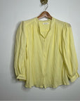 Masscob 100% Cotton Gauze Yellow Button Down Blouse