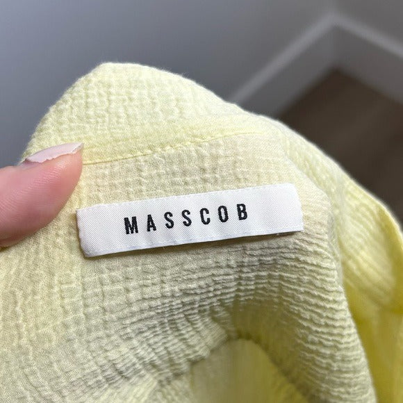 Masscob Masscob 100% Cotton Gauze Yellow Button Down Blouse - Cotton